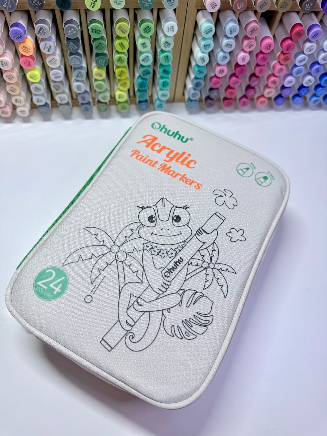Customer photo review of Ohuhu Acrylic Markers 24 Colors 48 Pack