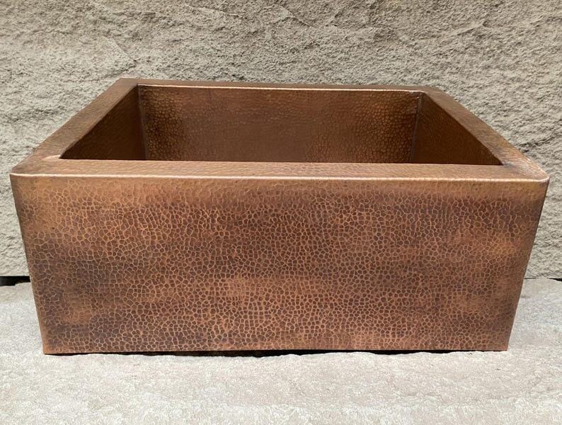 Customer photo review of Apron Front Copper Kitchen Sink, Farmhouse Copper Kitchen Sink 14 gauge