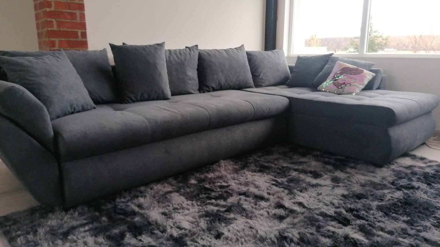 Customer photo review of Colțar extensibil dumonde cu ladă de depozitare si sezut confortabil din spuma HR, Loana XL Enjoy Antracit II 335x185 cm