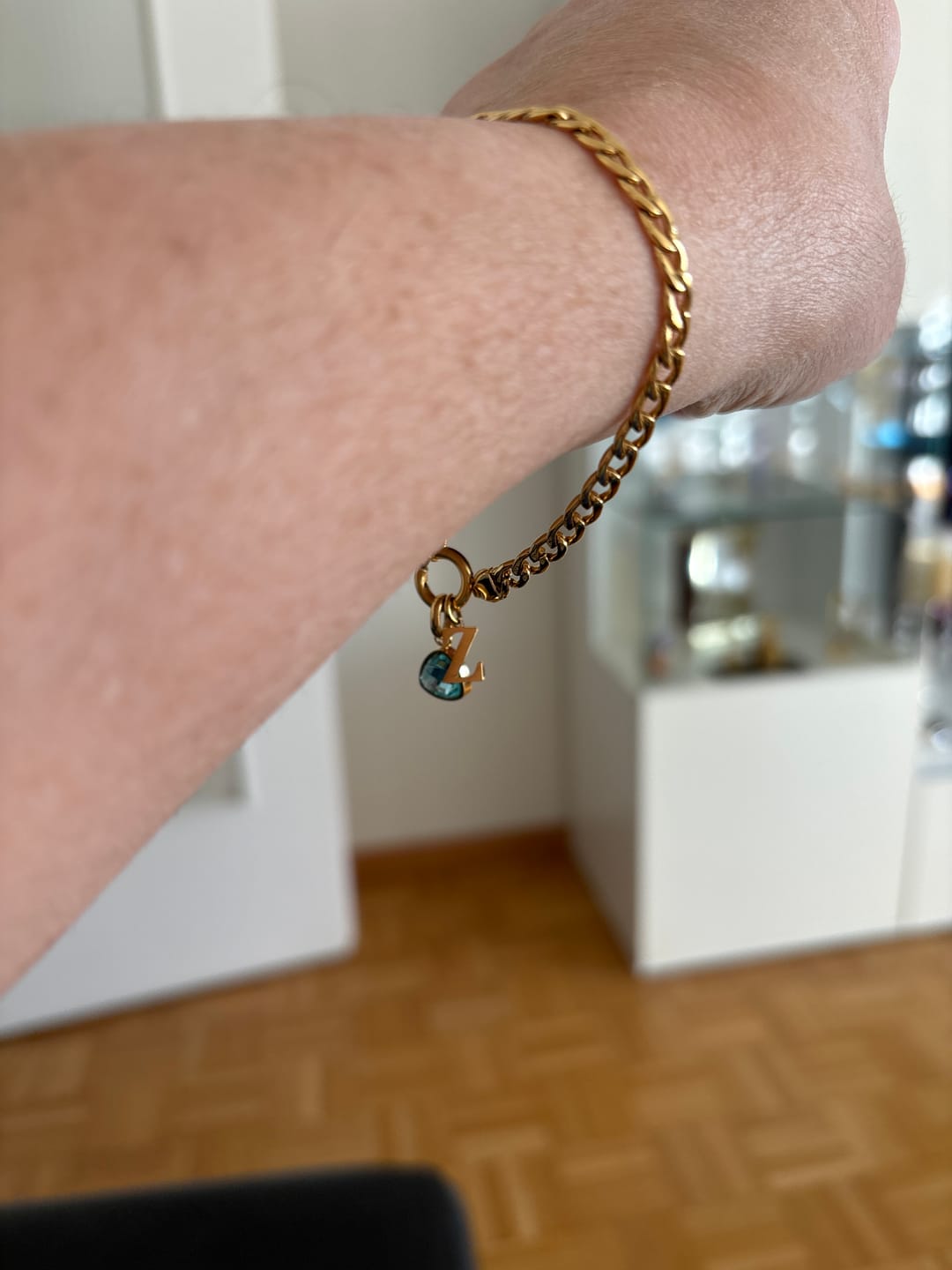 Customer photo review of Letter & birthstone bracelet gold