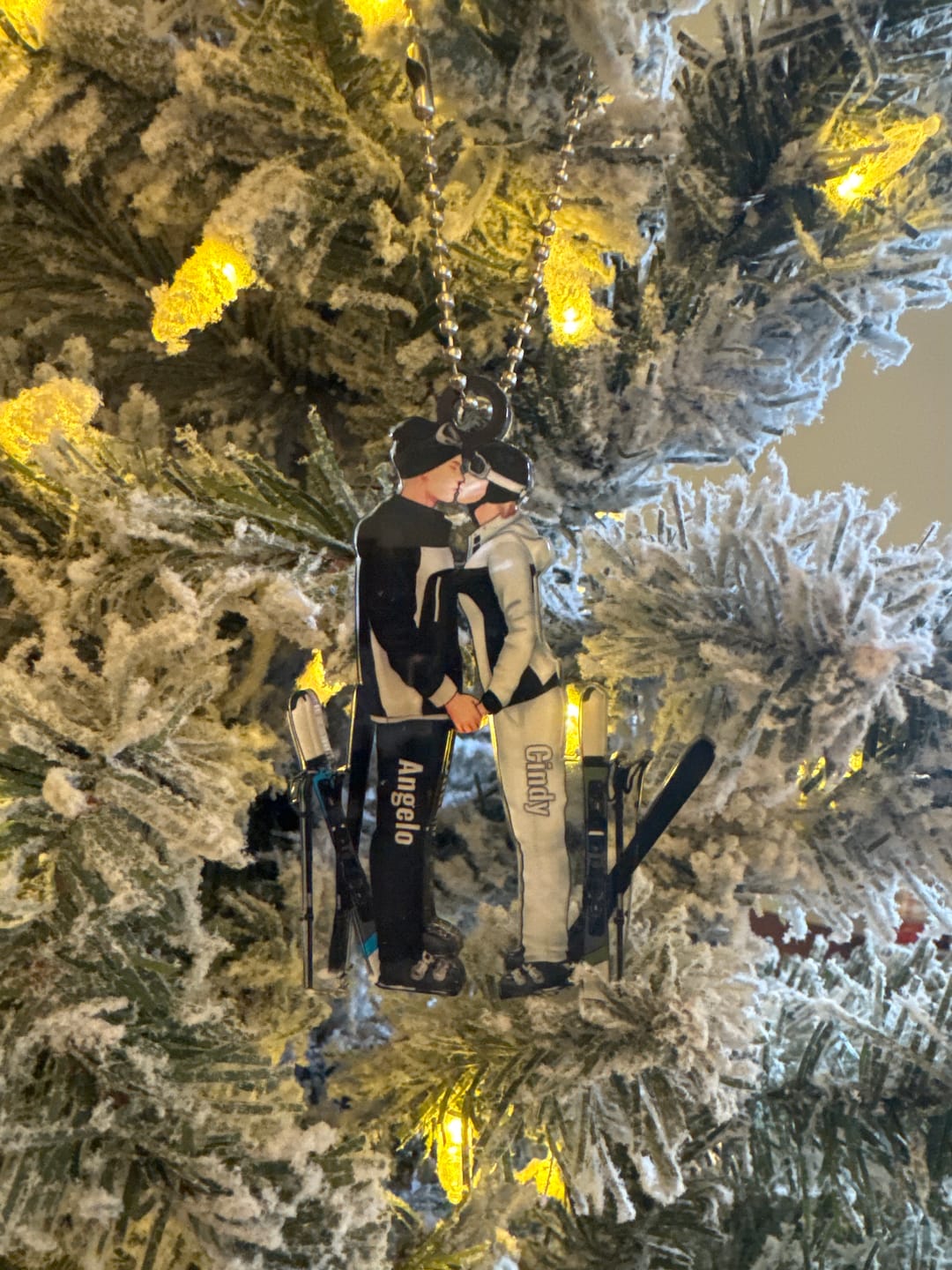 Customer photo review of Skiing Partners For Life - Personalized Gifts Skiing Ornament For Couples, Skiing Loves