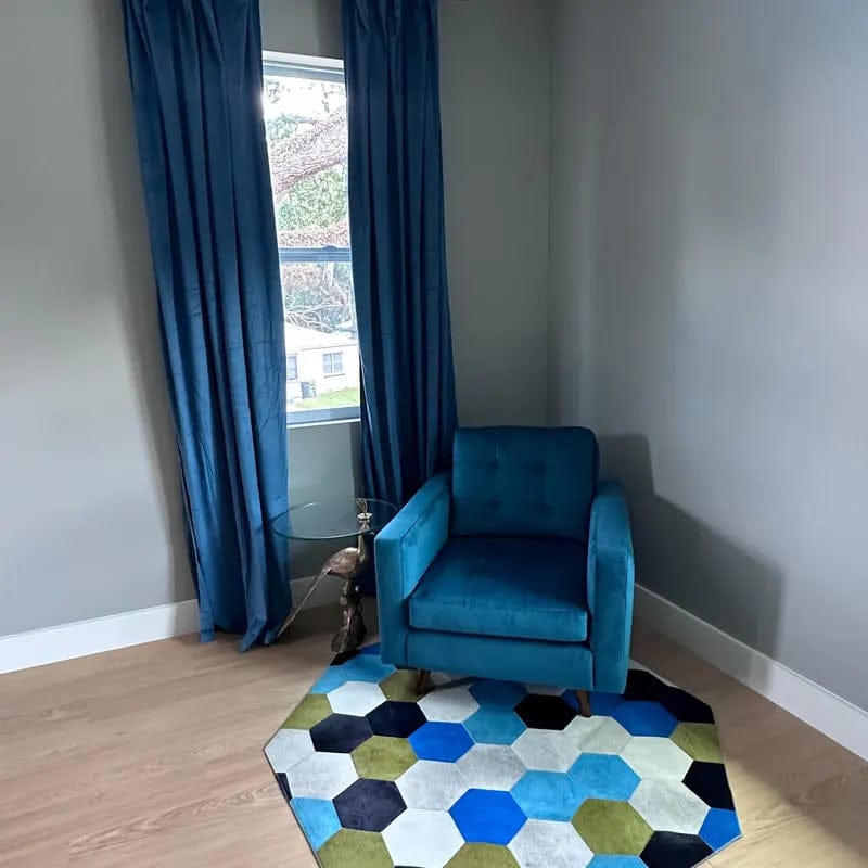 Customer photo review of Unique Colorful Natural Cowhide Area Rug for Home Decor