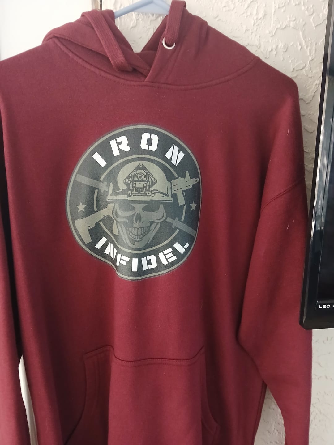 Customer photo review of Iron Infidel Logo Hoodie