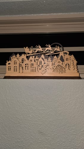 Customer photo review of Christmas scene Santa reindeer table decoration laser cut svg file