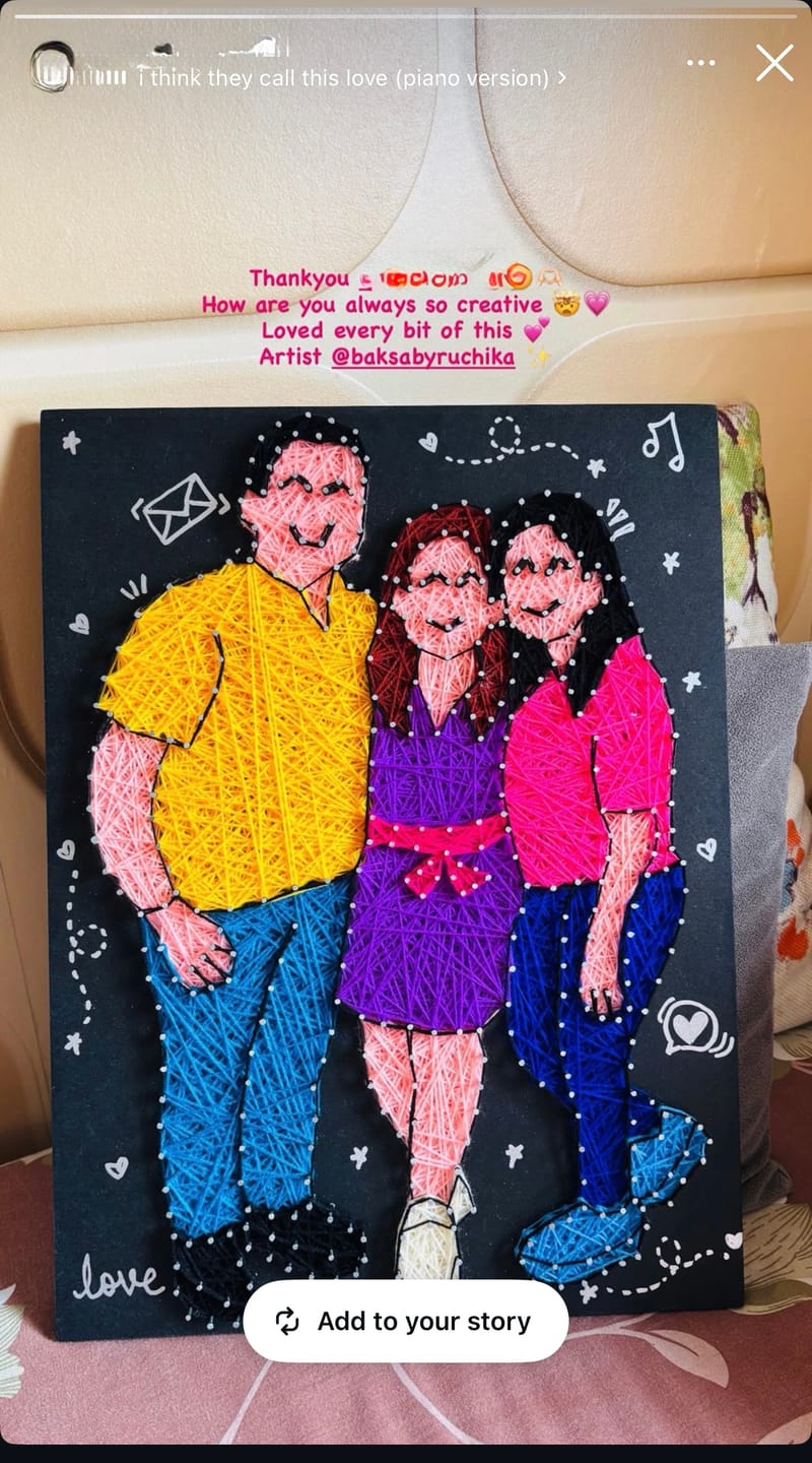 Customer photo review of Portrait String Art with Customised Name