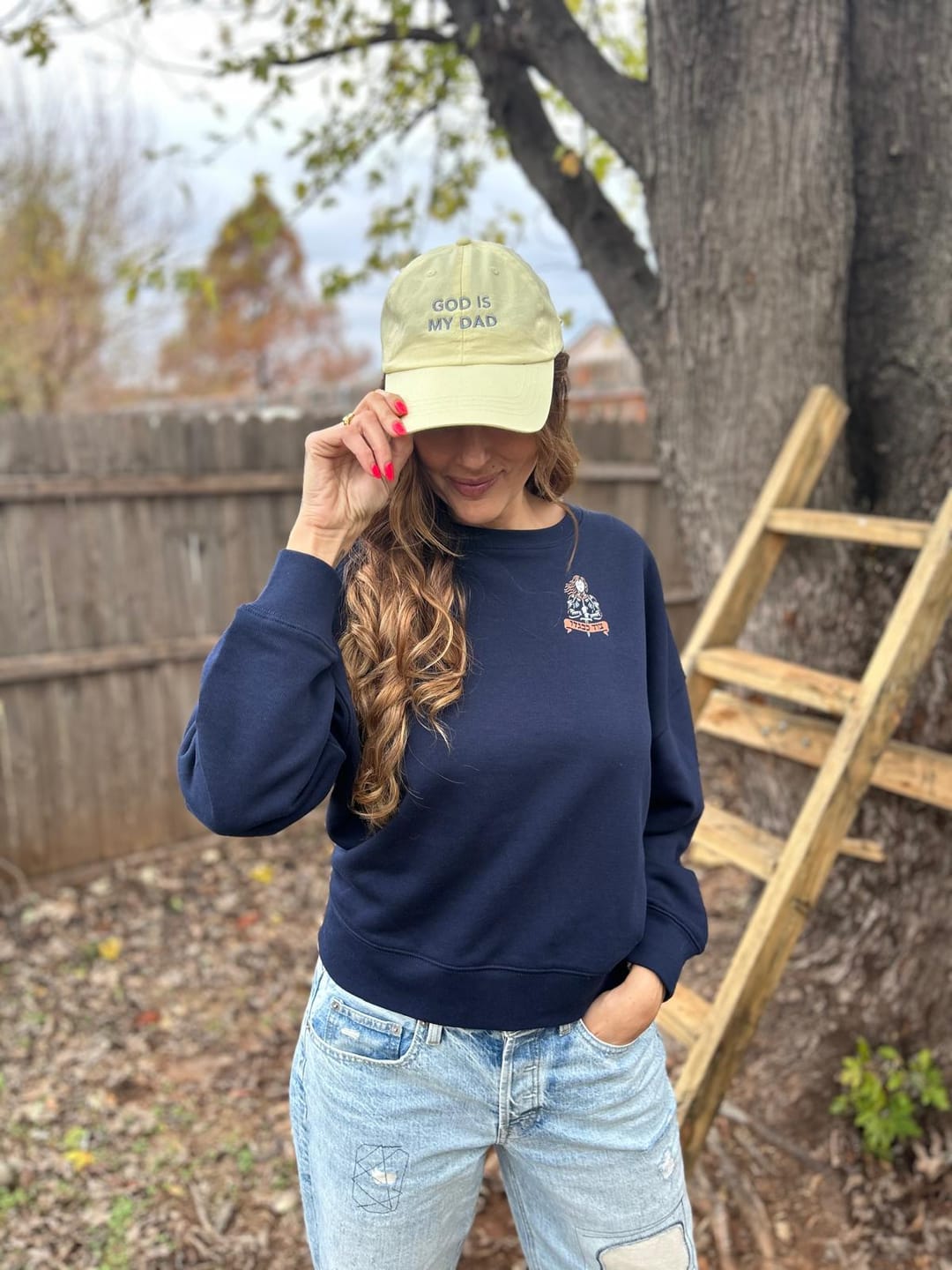Customer photo review of God Is My Dad Pastel Baseball Hat