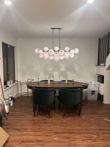 Customer photo review of Akolia Solari Golden Chrome Glass Chandelier