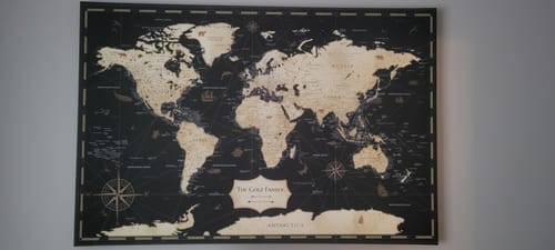 Customer photo review of Pinnable World Journey Map • Rustic Gold