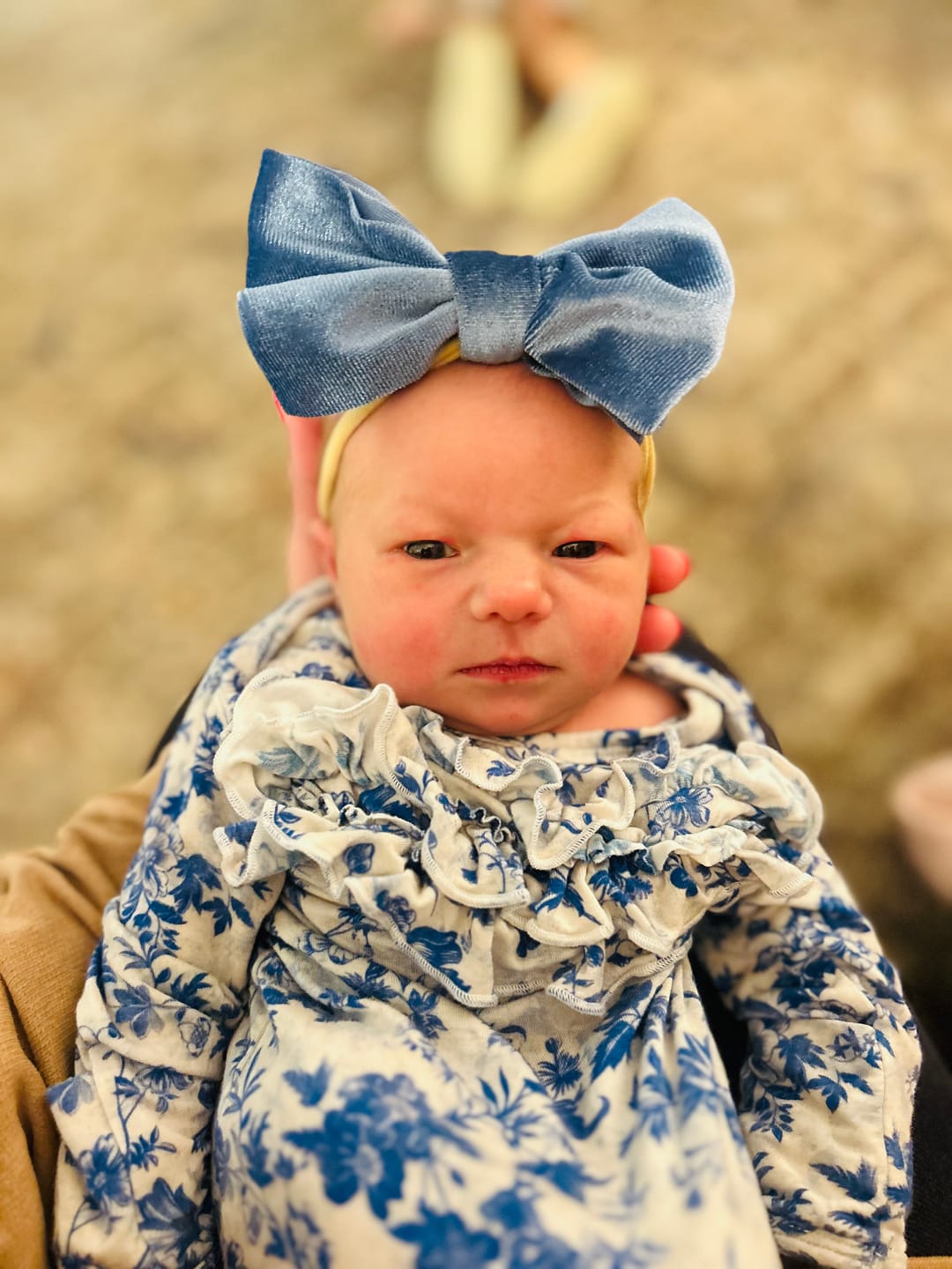 Customer photo review of Ruffled Headband- Denim