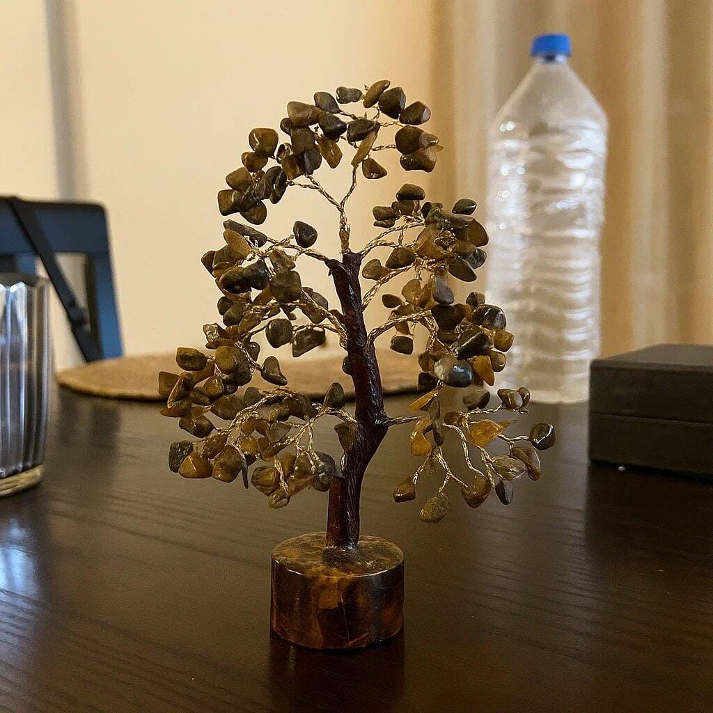Customer photo review of Tiger Eye Vastu Tree (10 Inch) for Courage, Focus, and Self-Confidence | Vastu Crystal Tree for Solar Plexus Chakra By Vastu Mandir