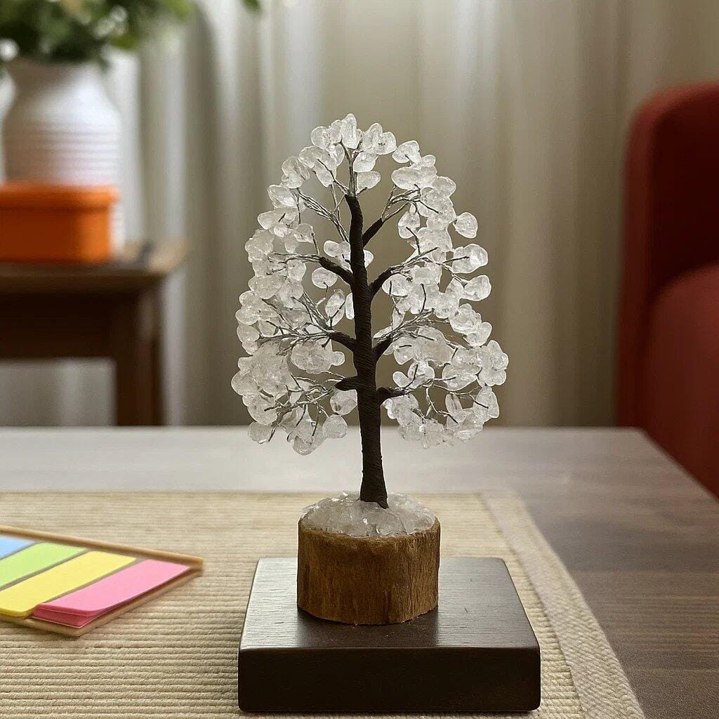 Customer photo review of Premium Clear Quartz Gemstone Tree – Concentration, Positive Vastu, and Intent Manifestation | Best Vastu Dosh Remedy for Learning & Focus By Vastu Mandir