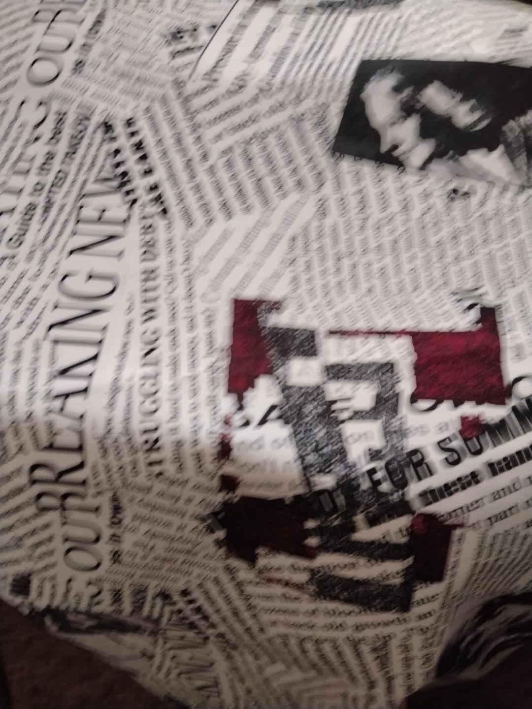 Customer photo review of Newspaper Print Fabric for Trendy Clothing