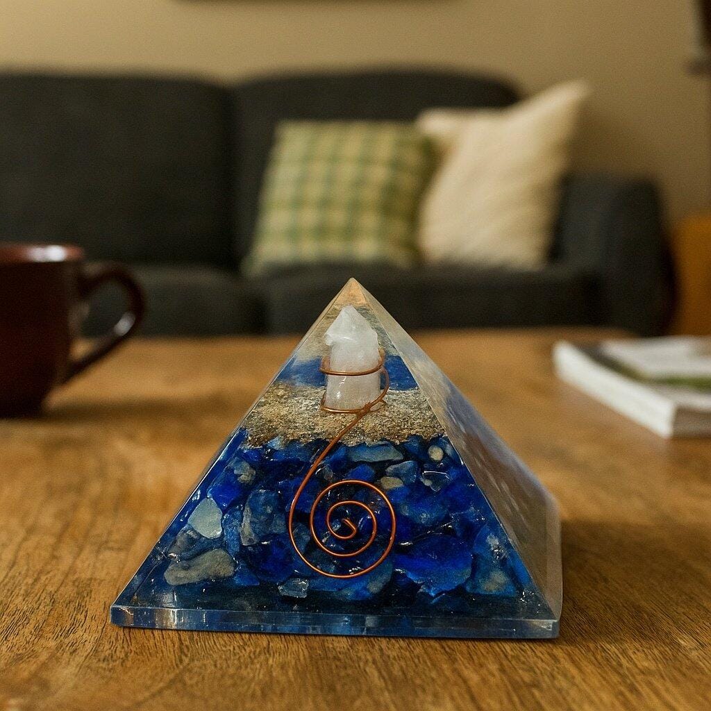 Customer photo review of Natural Lapis Lazuli Orgonite Pyramid — Vastu Remedy Pyramid for North-East Dosh & Communication Flow