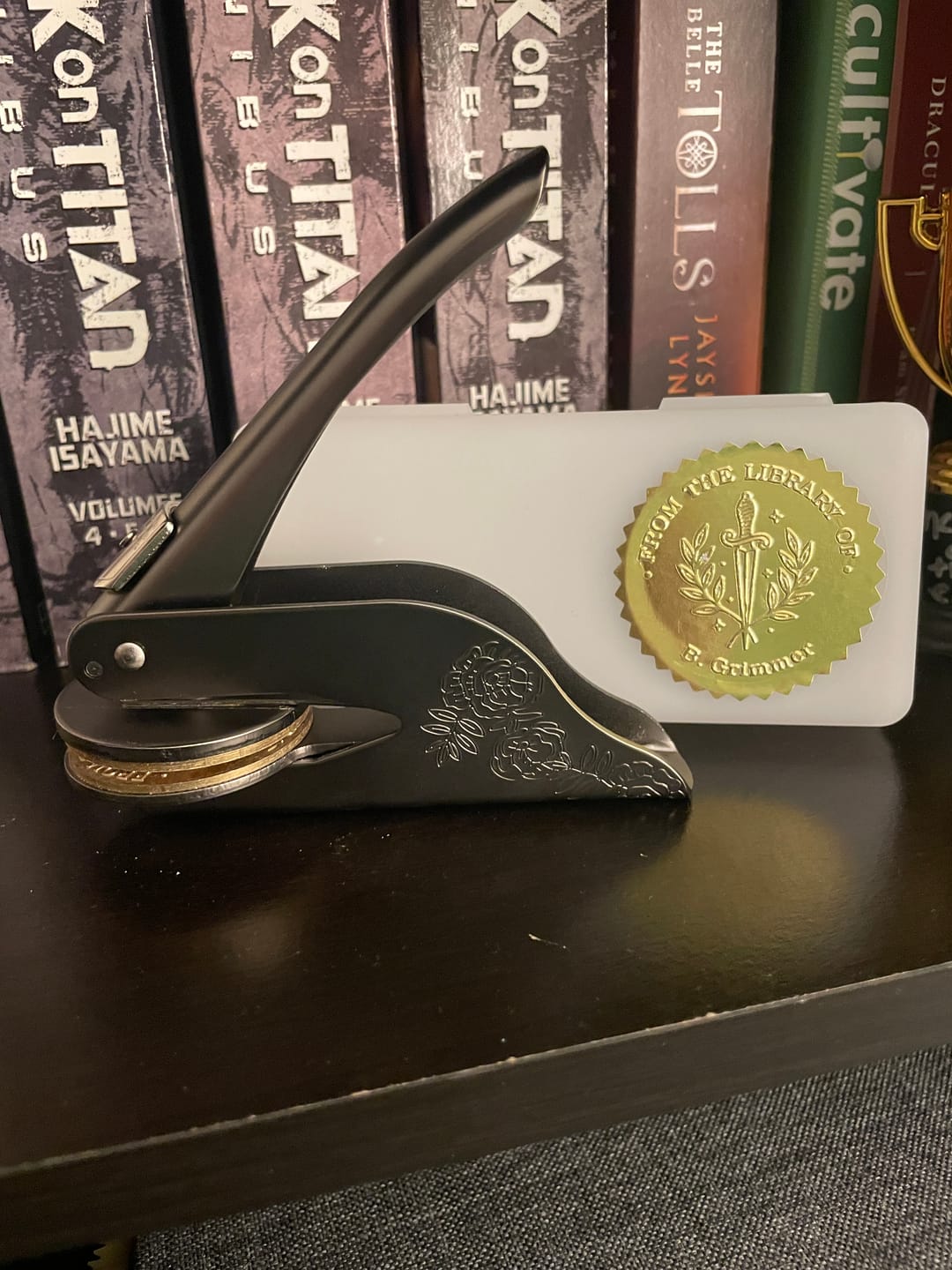 Customer photo review of Custom Book Embosser