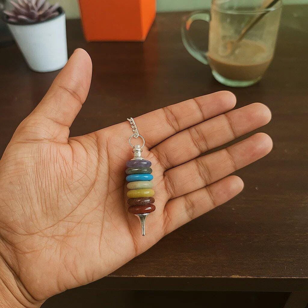 Customer photo review of 7 Chakra Crystal Dowsing Pendulum — Vastu, Reiki & Energy Diagnosis Gem Tool | Vastu Mandir