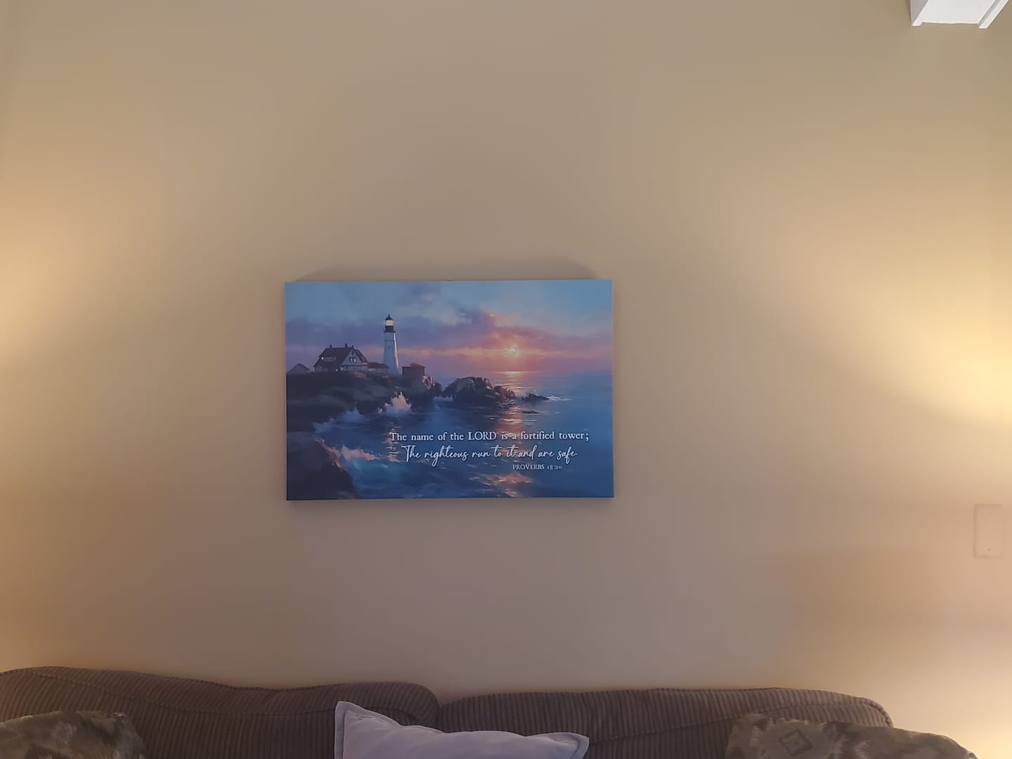 Customer photo review of The Name Of The Lord is A Fortified Tower Proverbs 18:10 Wall Art Canvas