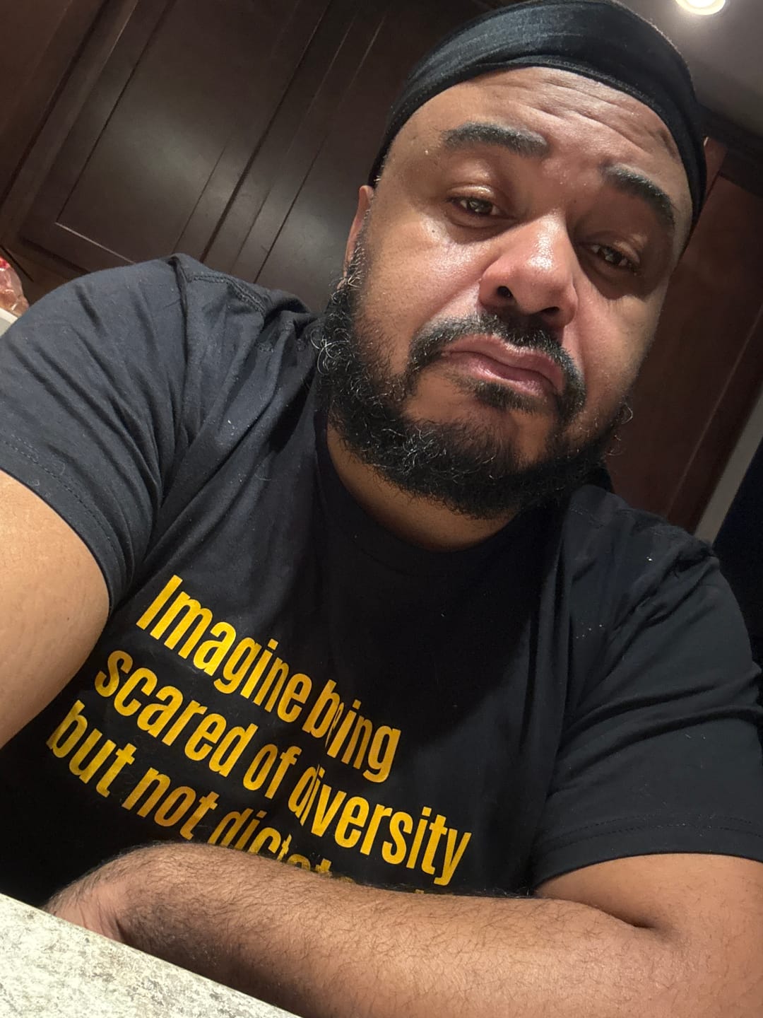 Customer photo review of Imagine Being Scared of Diversity But Not Dictatorship Unisex Tee (LIMITED EDITION)