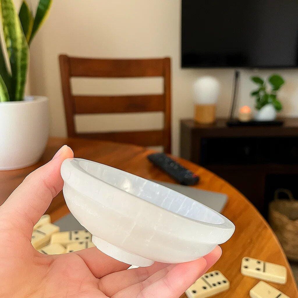 Customer photo review of Ice-Cream Shape Selenite Bowl – 100% Natural Crystal | Vastu Remedy for Cleansing, Charging & Positive Energy | Home, Meditation & Decor by Vastu Mandir