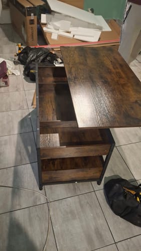 Customer photo review of Τραπεζάκι Σαλονιού Ρυθμιζόμενο καθ' ύψος με Συρτάρια καφέ μαύρο LC-T209K01