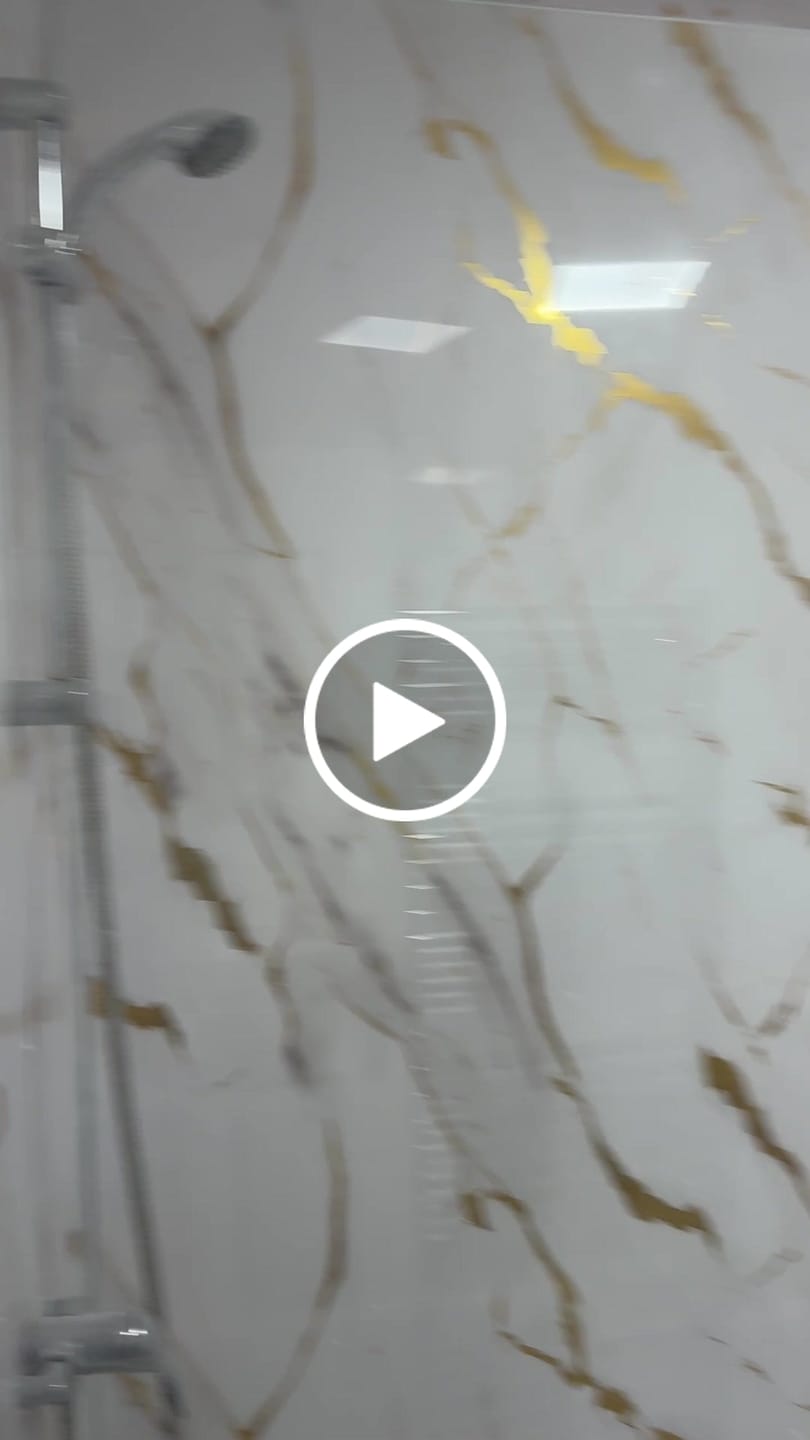 Customer video review of Premium White Gold Marble Gloss Shower Wall Panel – 1M x 2.4M