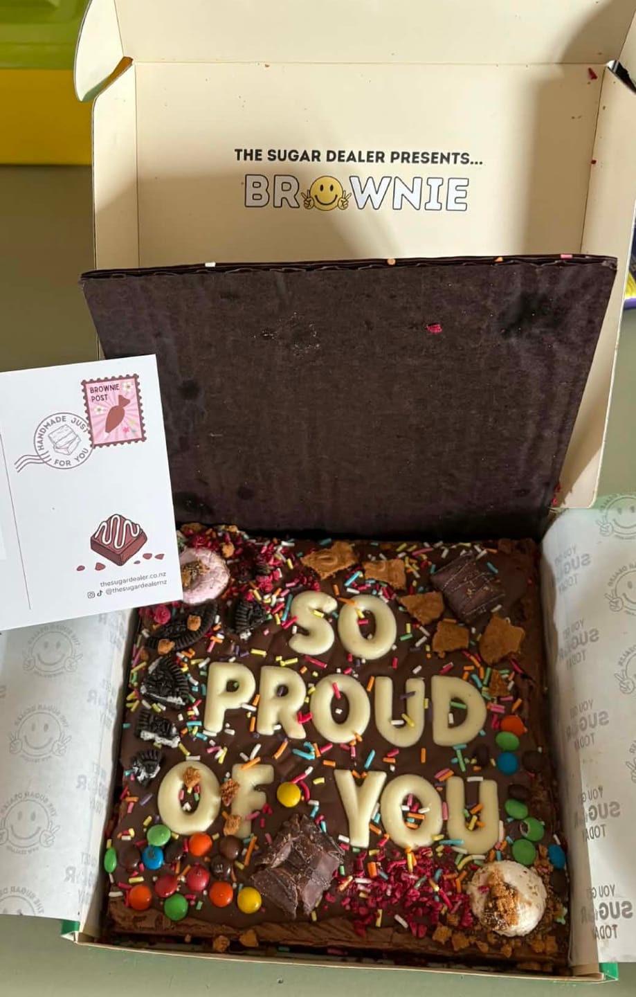Customer photo review of Custom message loaded brownie