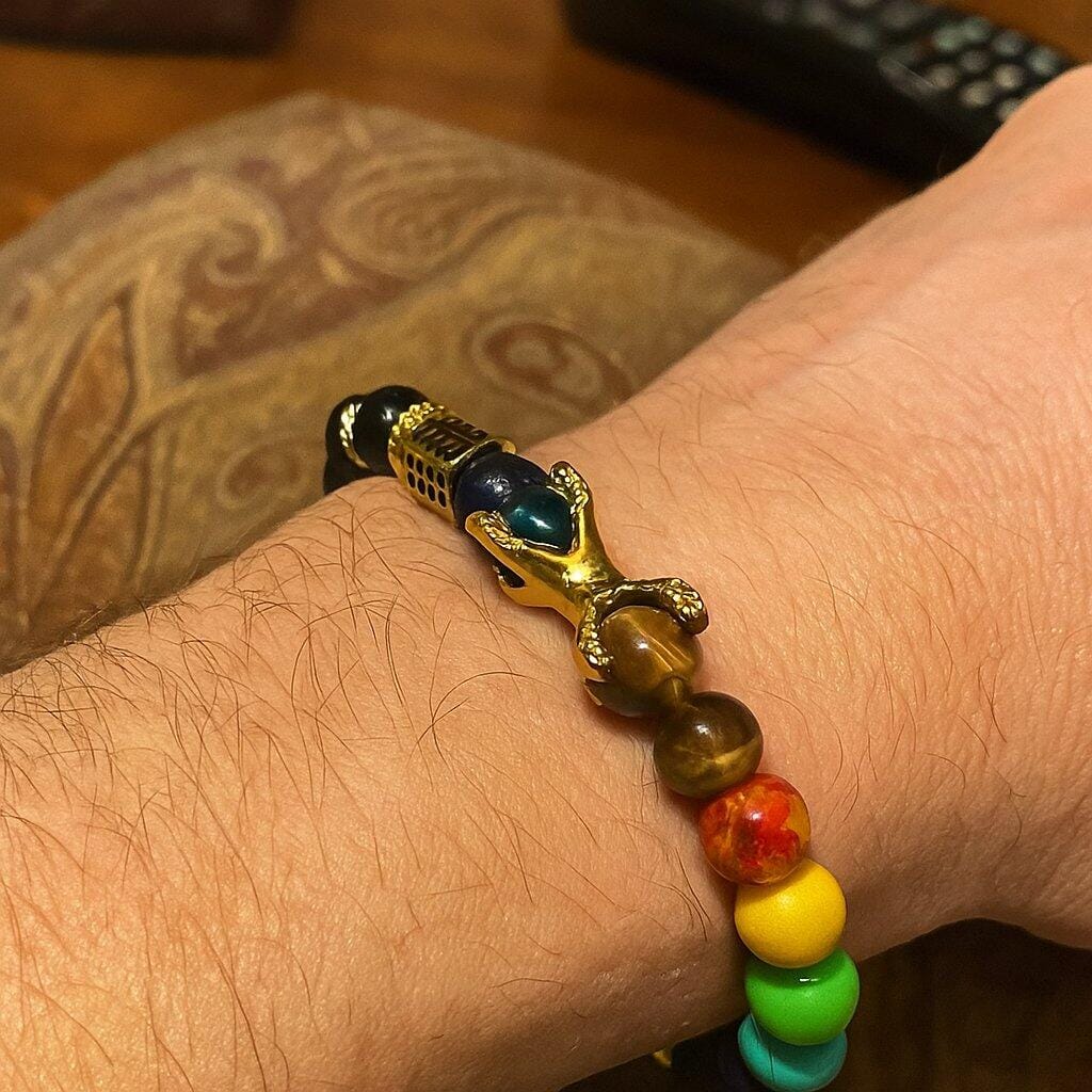 Customer photo review of Premium Natural 7 Chakra Destiny Claw 8mm Bracelet for Manifestation, Courage & Energy Alignment