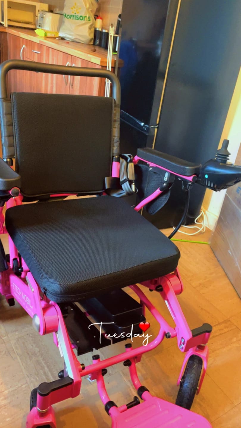 Customer photo review of Armrest Storage Bag for Wheelchairs & Mobility Scooter
