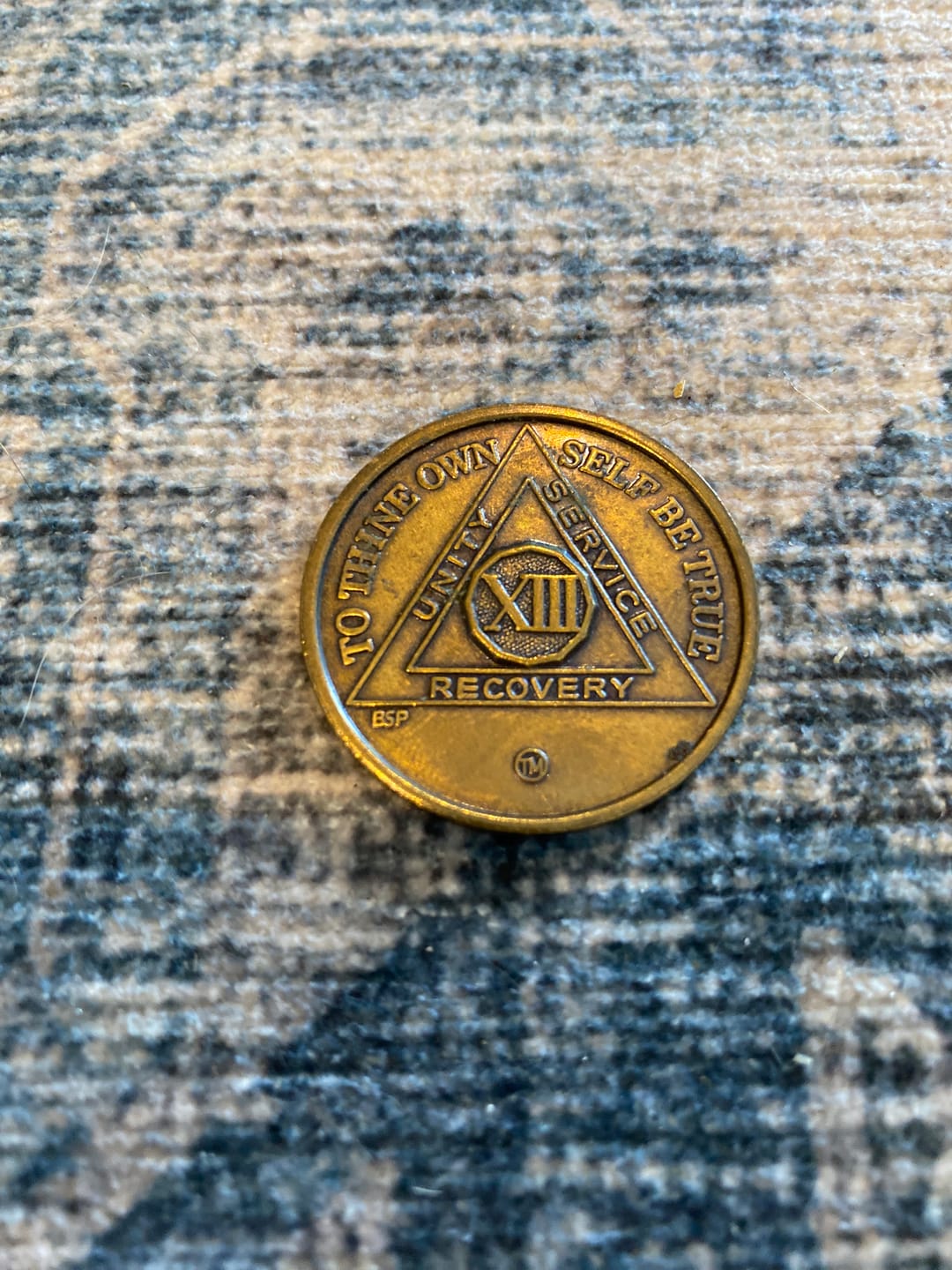 Customer photo review of 1 to 50 Year Sobriety Mint 'In Bloom' Lotus Flower Gold Plated AA Recovery Medallion/Chip/Coin - White