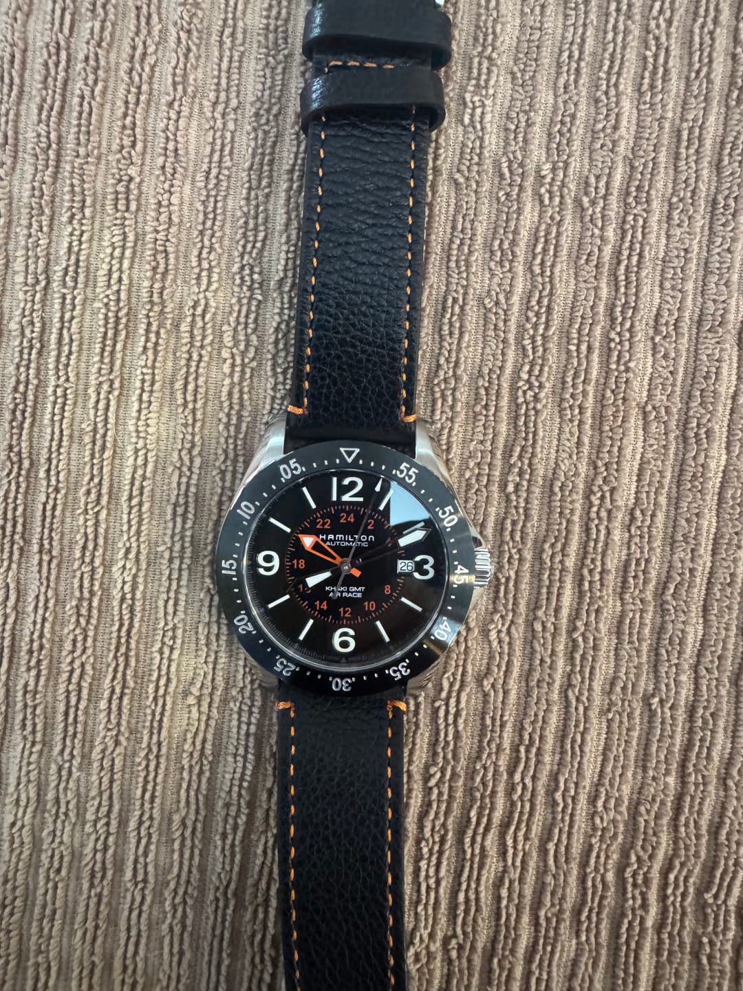 Customer photo review of Leather - Contrast Stitch Black with Orange