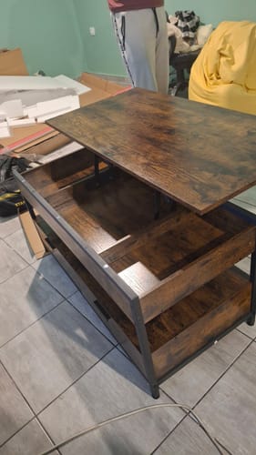 Customer photo review of Τραπεζάκι Σαλονιού Ρυθμιζόμενο καθ' ύψος με Συρτάρια καφέ μαύρο LC-T209K01