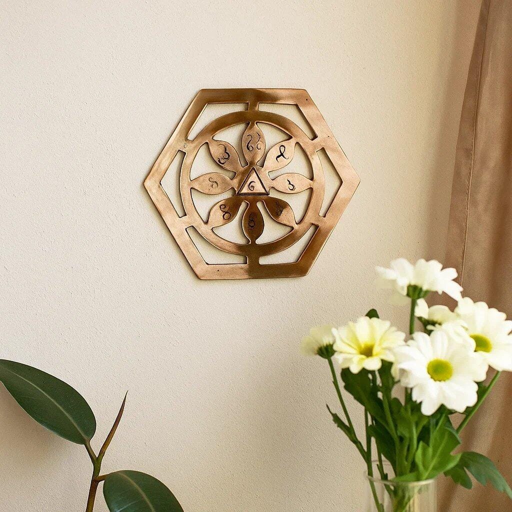 Customer photo review of Premium 100% Pure Copper Metal Spiritual Bhoum Wealth & Prosperity- Standard showpiece Yantra for South, South-West Direction of Main Door Entrance, Kitchen, Bedroom, Office for Vastu Dosh by Vastu Mandir