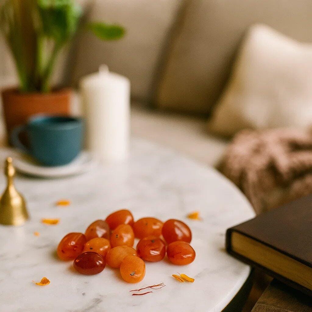 Customer photo review of Authentic Carnelian Tumbled Gems — Vastu Dosha, Creativity & Success Booster