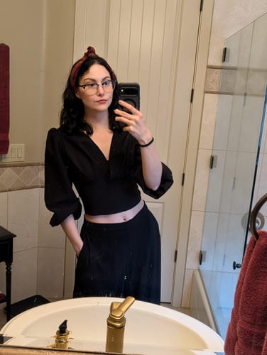 Customer photo review of Black Widow Palazzo Pants in Black