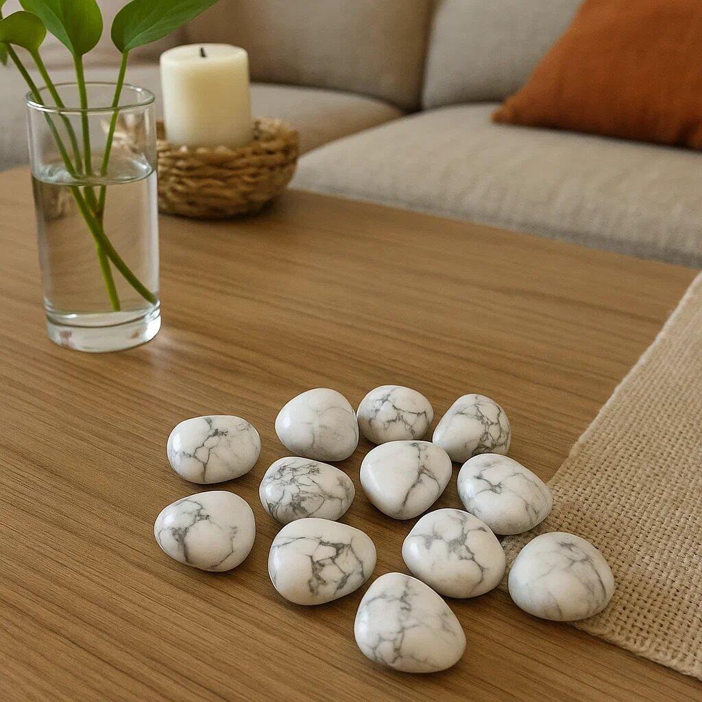 Customer photo review of Dhyaan Mani – Spiritual Calm Howlite Gem