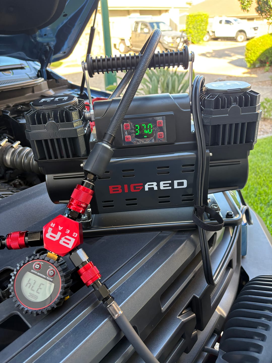 Customer photo review of Big Red Gear 12v Portable Air Compressor QUAD-FLATE Kit