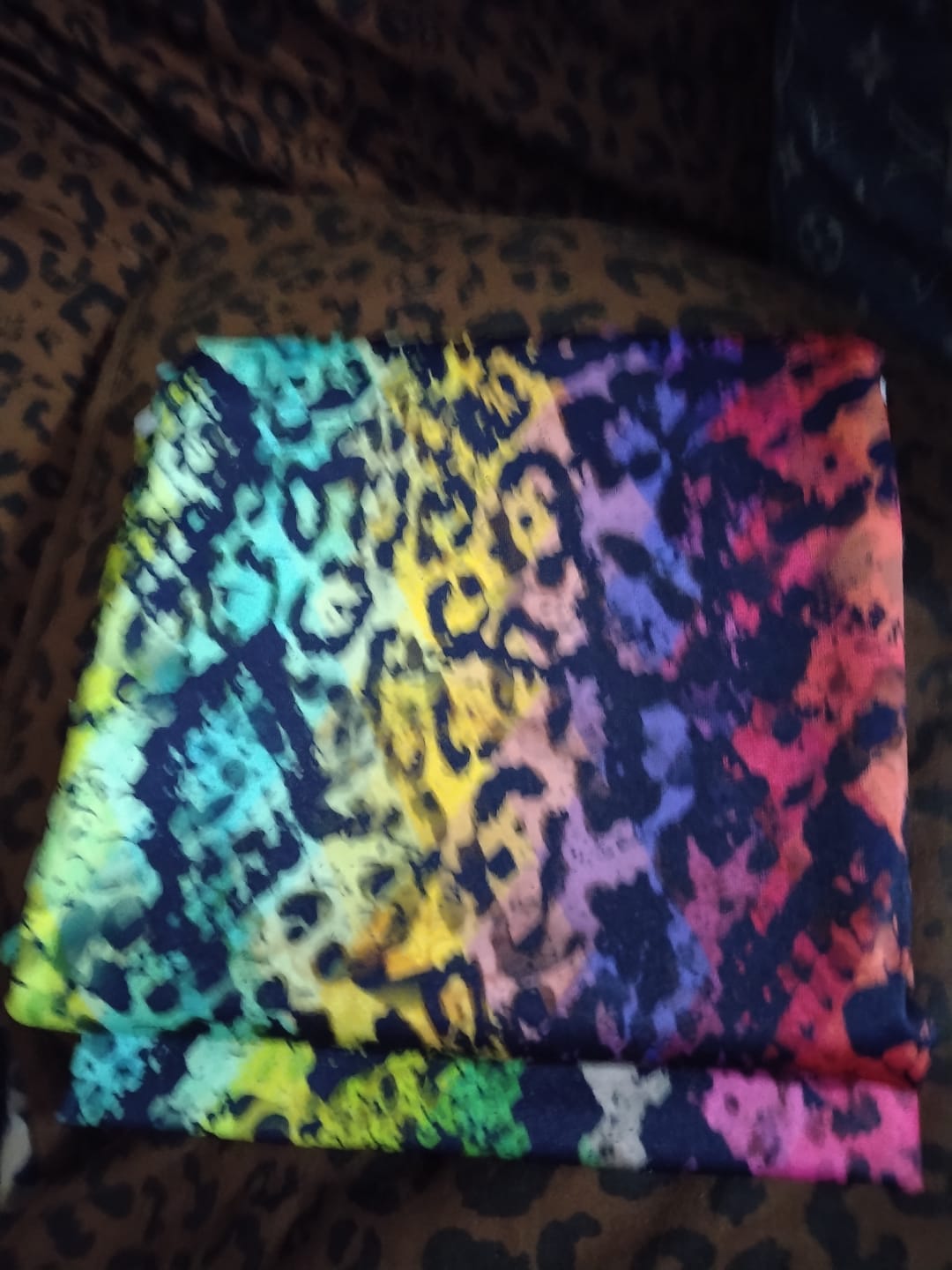 Customer photo review of Rainbow Snake Print Fabric – Multicolour Animal Pattern by the Metre