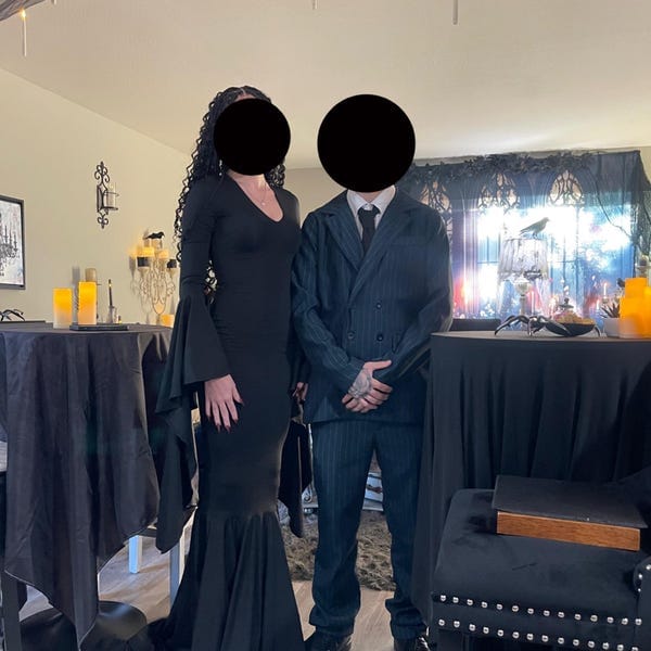 Customer photo review of Morticia Puddle Train Gown Dress