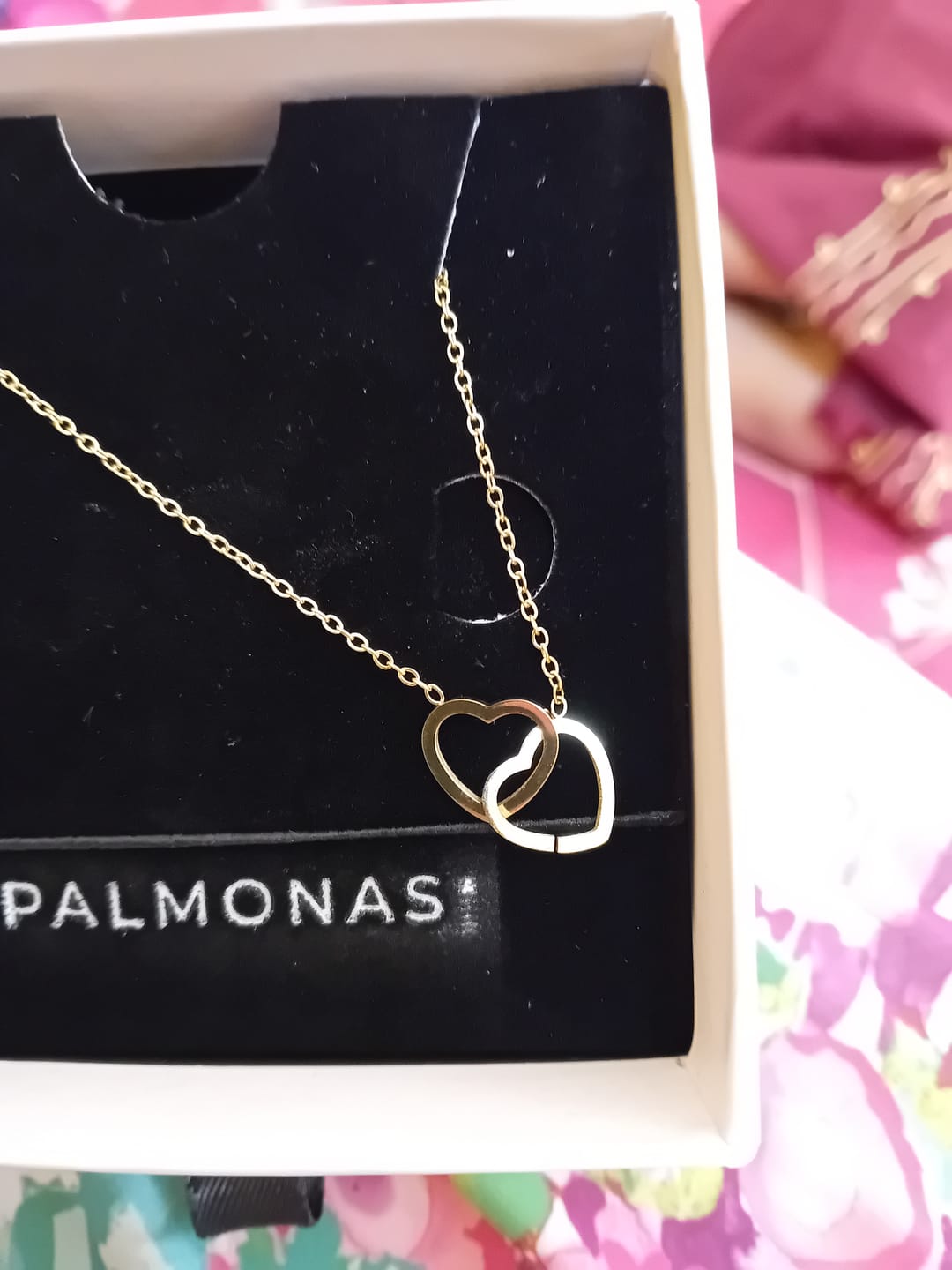 Customer photo review of Twin Hearts Harmony Necklace