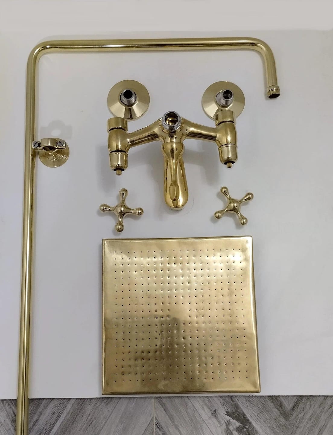 Customer photo review of Unlacquered Solid Brass Shower, Shower System With Tub Filler
