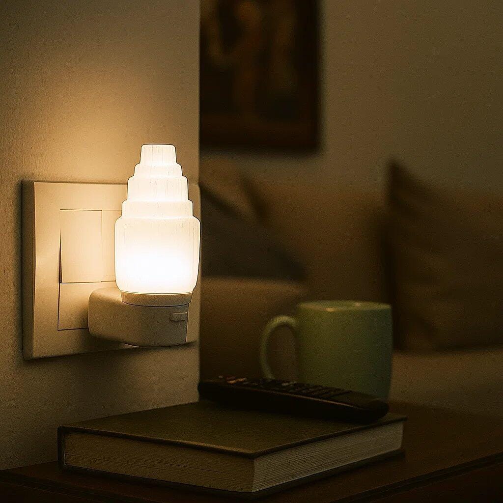 Customer photo review of Premium Natural Selenite Tower Lamp Vastu Remedy LED with Dimmer for Aura Cleansing, Crown Chakra Activation & Negative Energy Removal Vastu Remedies in Bedrooms, Meditation Spaces & Northeast Corners by Vastu Mandir