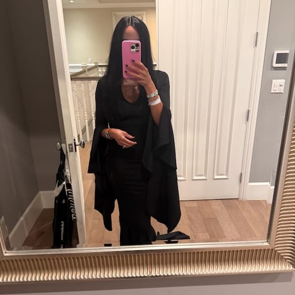 Customer photo review of Morticia Puddle Train Gown Dress