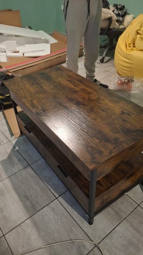 Customer photo review of Τραπεζάκι Σαλονιού Ρυθμιζόμενο καθ' ύψος με Συρτάρια καφέ μαύρο LC-T209K01