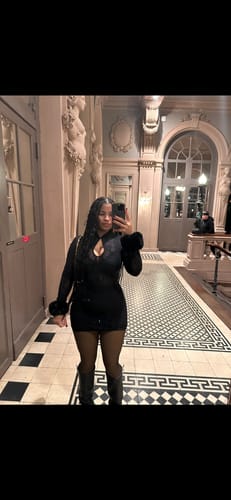 Customer photo review of Stretch Lace Keyhole Mini Dress