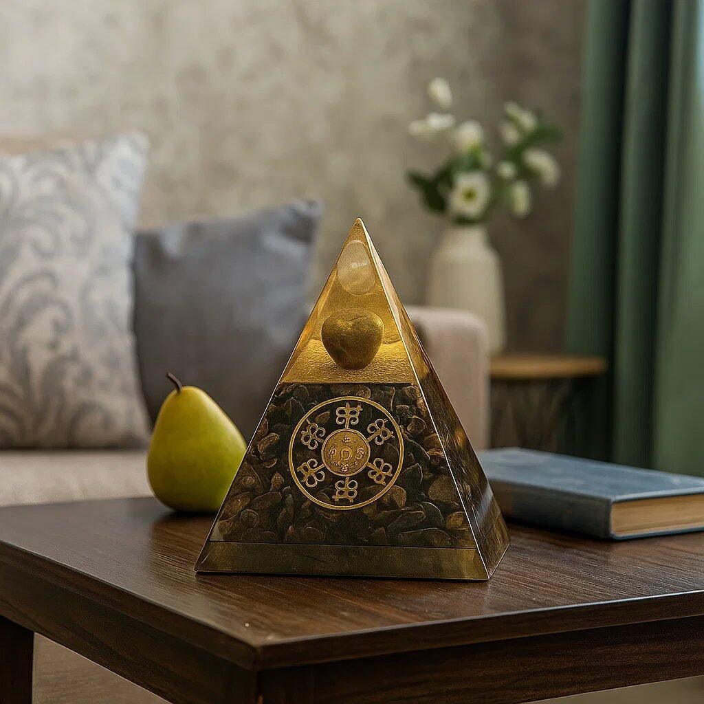 Customer photo review of Pyrite Zibu Coin Wealth Magnet Pyramid for Vastu Remedy, Prosperity, Money Amplification & Energy Protection — Crystal Decor for Home, Office, Business, Manifestation, Financial Luck & Abundance by Vastu Mandir