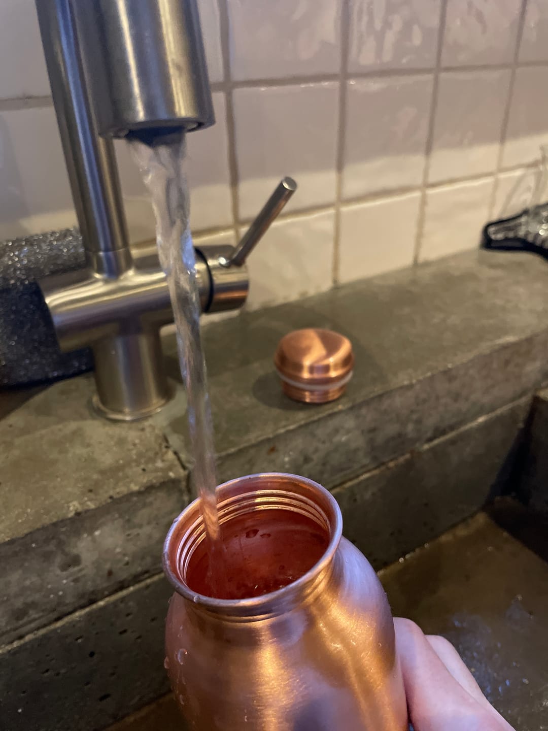 Customer photo review of 100% Koperen Waterfles Natuurlijk Gezuiverd Water