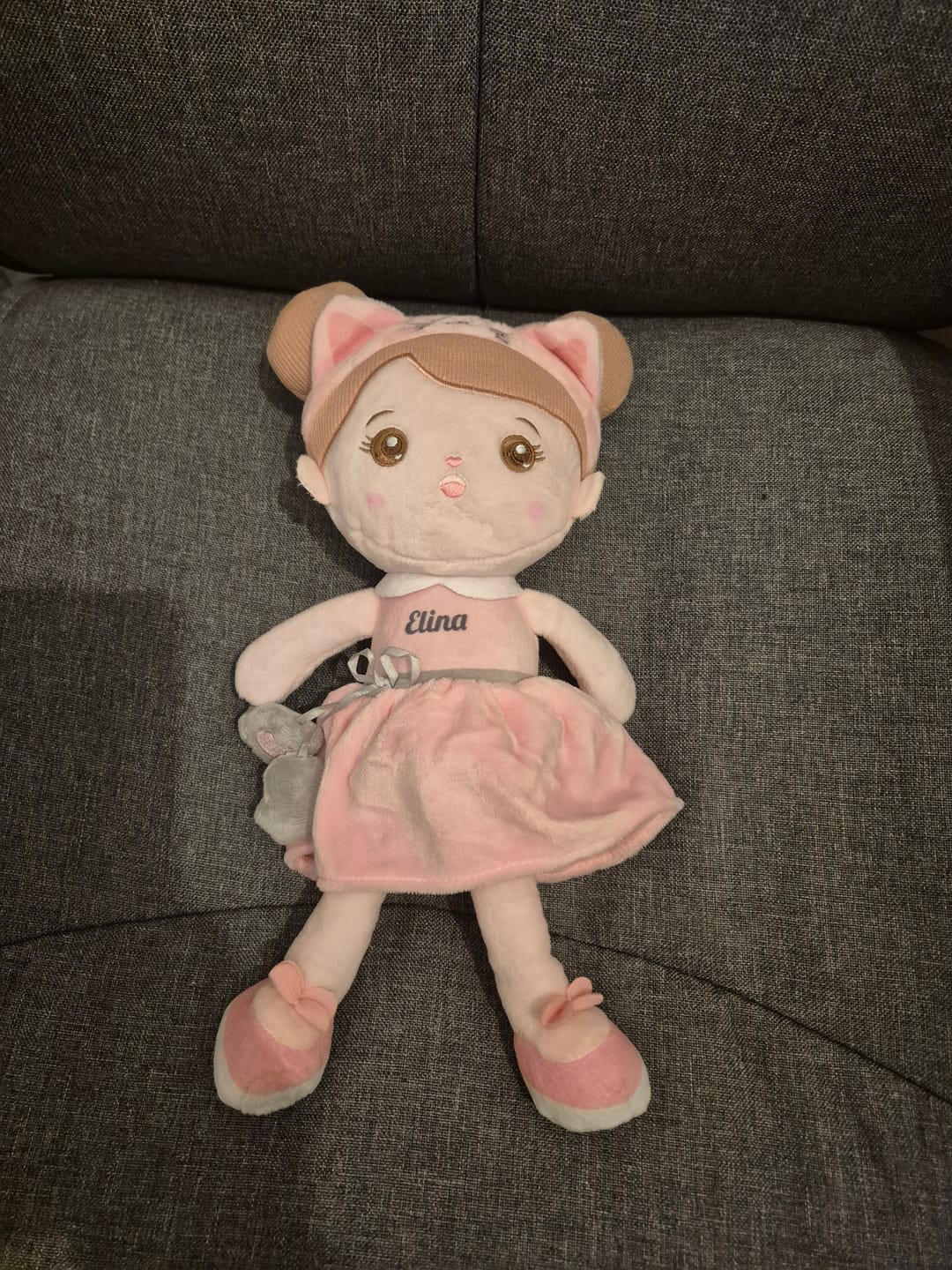 Customer photo review of Personnalisée Poupée en Peluche avec Yeux Ouverts de Chat Rose