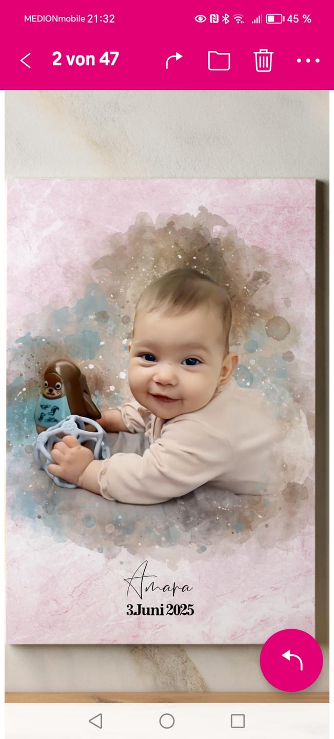 Customer photo review of Foto deines Baby im Aquarell-Stil | Geschenk zur Geburt