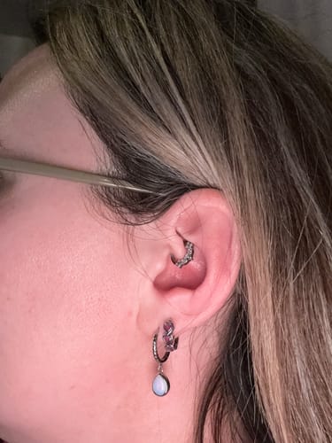 Customer photo review of Willow Twisted Huggies Moonstone/Silver