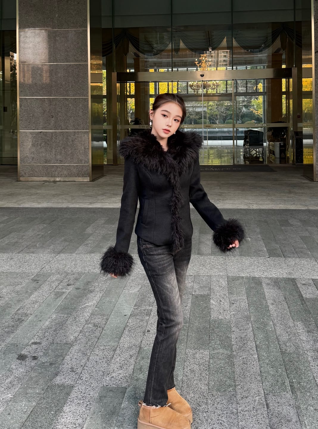 Customer photo review of IAMXIAA Vintage Washed Skinny Jeans with Raw Hem and Contrast Stitch