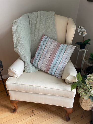 Customer photo review of Desert Sage Solid Double Layered Print Toddler Blanket